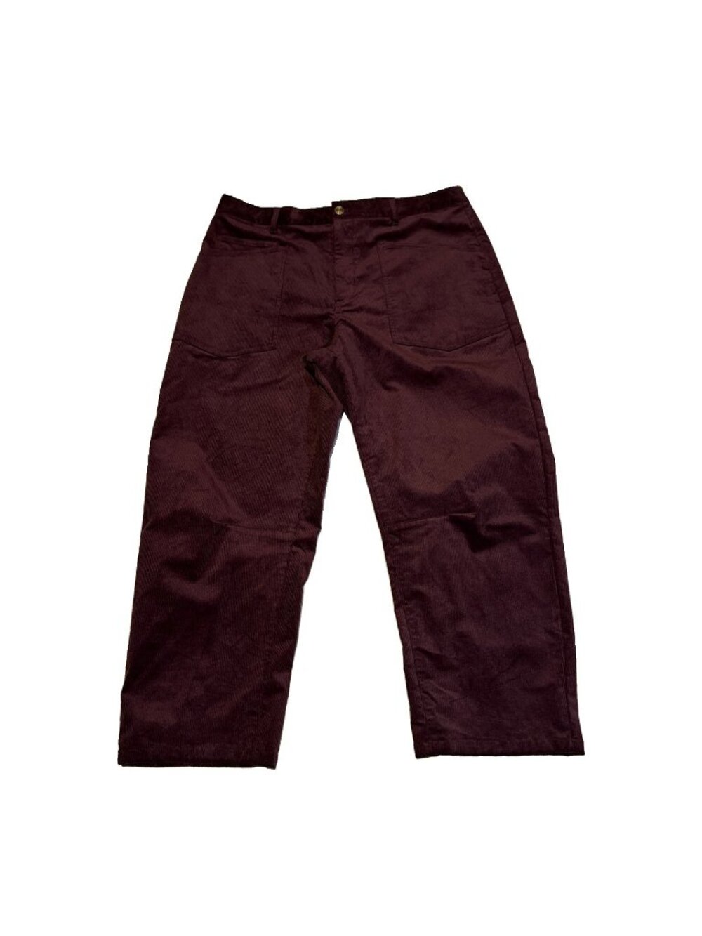 BCBG Cotton Blend Stretch Corduroy Wide Leg Pants Burgundy Size 14